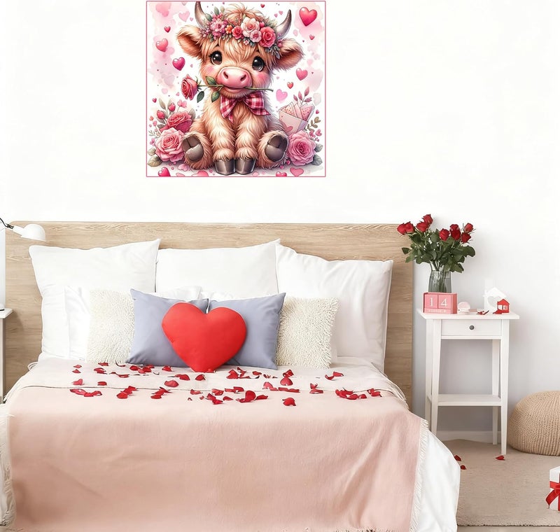 TaeYsck Valentine's Day Stamped Cross Stitch Kits for Adults Beginners, Cow Flowers Easy DIY Counted Cross Stitch Kit Printed Patterns Dimensions Needlepoint Art Crafts Embroidery Kits for Home Wall Decor - Image 5